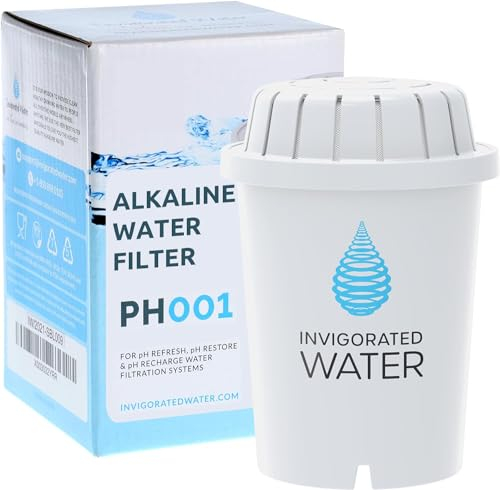 PH001 Filtre à eau alcaline blanc – Filtres de rechange pour tous les systèmes de filtration Invigorated Water pour carafe et distributeur – Sans BPA, élimine le chlore, les métaux lourds – 230