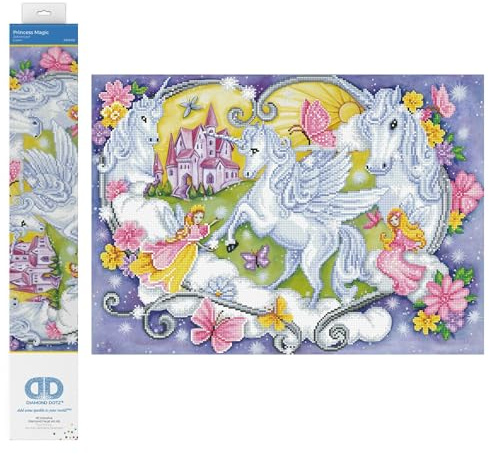 DIAMOND DOTZ Painting, Beginner Kit, Fabric, Princess Magic, 66x47cm