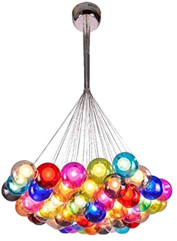 Bunte Hängelampe,Lüster Deckenlampe Modern Glas Kronleuchter Verzweigten Pendelleuchte Beleuchtung Höhenverstellbare 120cm Für Halloween Dekorative Beleuchtung Inklusiv 3W LED G4 Glühbirne (50Kopf)