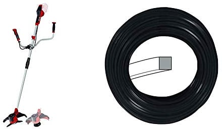 Einhell Akku-Sense AGILLO Power X-Change Rasentrimmer, 2 x 18 V, max. Drehzahl 6300 min-1, plus Sensen Zubehör super (Ersatzfaden, 2 mm Durchmesser, 15 m Länge, quadratische Form) schwarz