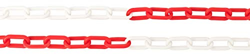 3m / 5m / 10m / 25m Plastikkette ROT/WEISS weiß Meterware Kunststoffkette für Absperrungen, Begrenzungen, Zaunersatz, Parkplatzsperre, Einfahrtsperre – Länge wählbar (5 Meter)