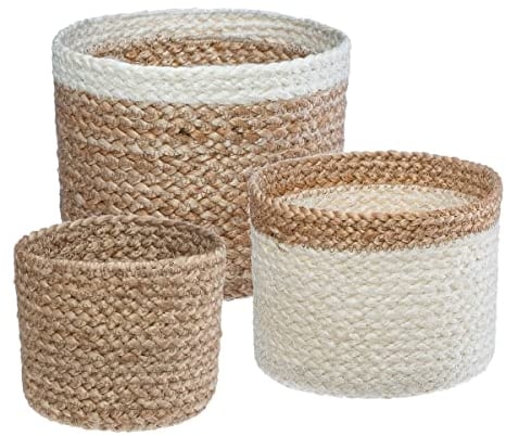 Atmosphera - Set de 3 paniers - Jute - Blanc