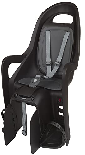 POLISPORT 8406100001 - Siège arrière écologique Groovy CFS pour vélos avec Roues de 26'' à 29'' adapté aux Enfants pesant de 9 à 22Kg avec ancrage sur Le Porte-Bagages en Color Noir/Gris Foncé