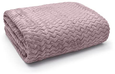 Ashley Mills Super Soft Throw Blanket Flannel Sofa Throw Teddy Soft Plain Blanket 150x200cm 3D Chevron Pattern (Chevron Mauve, 150 x 200 cm)
