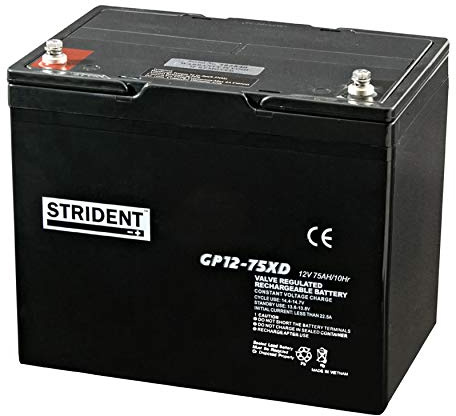 2 x Strident AGM GP12-75AH – 12v Battery – Rechargeable Batteries – Superior Performance Batteries (pair)