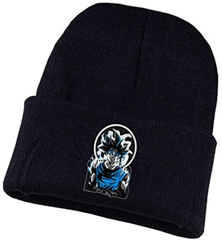 WANHONGYUE Dragon Ball Z Goku Anime Beanie Strickmütze für Damen und Herren Unisex Weiche Cuffed Plain Hat Warme Winter Mütze Skullcap Schwarz/2