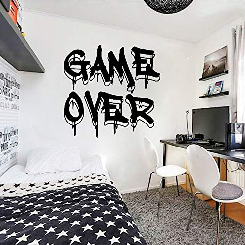 NSRJDSYT Game Over Wandtattoo Gamer Controller Videospiel Wandtattoos für Kinder Schlafzimmer Spielzimmer Vinyl Wandaufkleber angepasst 56x58cm