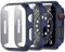 Miimall 2 Stücke Hülle Kompatibel mit Apple Watch Series 3/2/1 42mm Glas Displayschutz, Ultradünne PC Schutzhülle Vollschutz Kratzfest Glas Schutzfolie Schutz Hülle für iWatch 42mm - Blau