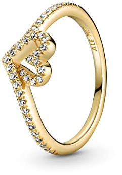 PANDORA SHINE Ring Timeless Glitzerndes Herz 14k gelbvergoldet, Zirkonia 169302C01 56