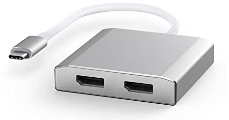 WJESOG USB C to Dual Displayport MST Hub Type C to 2 DP Splitter Multi Stream Transport Hub, for Windows MAC