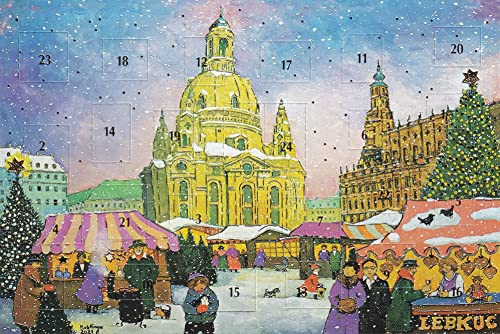 Nostalgische Adventskalenderkarte Frauenkirche Dresden