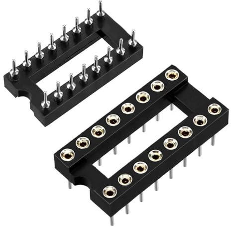 Oiyagai 20 Stück 16-Pin DIP IC Sockel Adapter, 2.54 mm Rundloch, PCB Löttyp, IC Testfassung für Breadboard, Prototyping, Elektronikreparatur & DIY Projekte