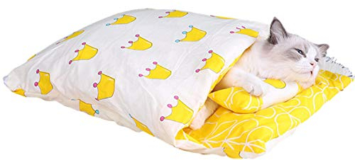 Joberio Haustier Schlafsack Winter Warm Hundebett Katzenbett Waschbar Kuschelsack Schlafsäcke Winddicht Kuschelhöhle mit Kissen für Katze Kaninchen und Hund