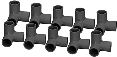 10 STÜCKE 3-Wege-Rohrverschraubungen, PVC-Winkelverschraubungen, Kunststoff-T-Stück, Winkel-Eckverbinder, 25 Mm Innendurchmesser (Schwarz)