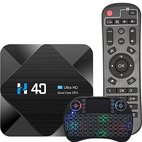 Android TV Box 10.0, H40 Smart Tv Box 4GB RAM 64GB ROM H616 Support 6K USB 3.0 2.4G 5G Wifi BT 4.0 Gigabit Ethernet Set Top Box,Wireless Mini-Keyboard,4GB+32GB