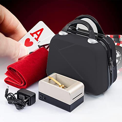 Distributeur Automatique de Cartes, Machine de fractionnement de Cartes rotative à 360 ° Portable avec Nappe de Poker et Batteur de Cartes à Jouer électrique pour 2 à 8 Personnes,