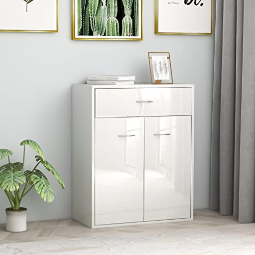 FIRBNUS 60x30x75 cm Aparador Blanco con Brillo Mueble Entrada Recibidor Recibidores De Entrada Mueble Auxiliar De Cocina Vitrina Salon Aparadores Grandes Baratos