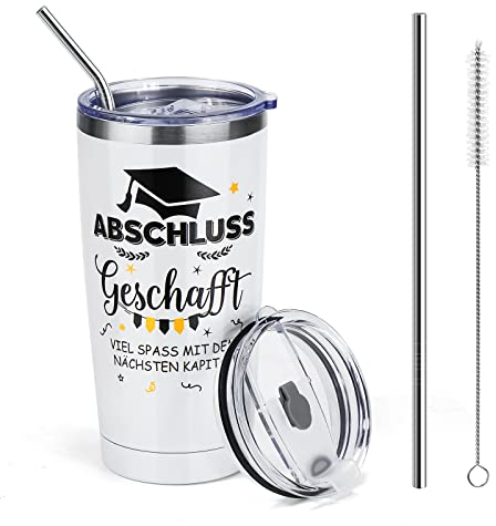 Abschluss Geschenke Tasse,Geschenk Studium Ausbildung Bachelor Realschule Jungs Mädchen, Edelstahl Trinkbecher Doppelwandiger Becher für Schüler & Studenten zum Abschluss Deko Abschlussgeschenk Schule