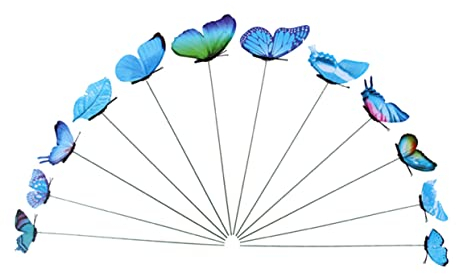Warmhm 12-teiliges Set Hochzeitsdeko Wiesendekor Stock Garten Schmetterling Künstlich Grüne Pflanzen Kolben