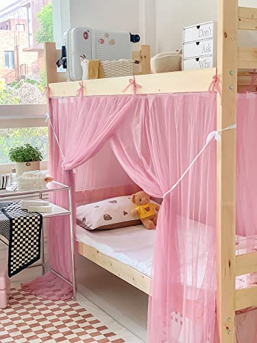 DHOREE Estate fondo a castello maglia zanzariera sotto letto baldacchino letto tenda per studente letto singolo post baldacchino letto per bambini adolescenti antipolvere tende letto a soppalco