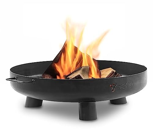 BBQ-Toro Brasero de 60 cm de Diamètre - Noir - Cheminée d'Extérieur Avec Trois Pieds et Deux Poignées - Pour le Jardin