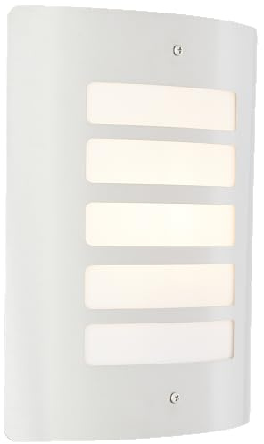 Lightbox Außenwandlampe - 29 x 23 x 9 cm - moderne Outdoor Wandleuchte mit Lochstreifen - für den Hauseingang - IP44 - E27 Fassung, max. 60 W - aus Metall/Kunststoff - in Edelstahl