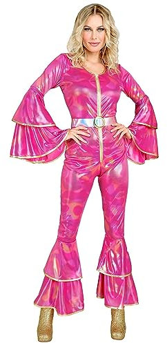 W WIDMANN MILANO Party Fashion - disfraz años 70 estilo disco, mono, reina del baile, traje de una pieza, traje de mal gusto