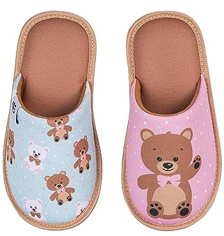 Dedoles Pantofole Donna Uomo & Bambini Ciabatte Memory Foam con tanti Design Unicorno Gatti Caffè Musica Regalo, Colore: Orsacchiotto, 32-33 EU