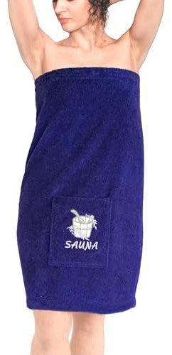 Lashuma Frauen Saunatuch mit Klettverschluss, Saunakilt Damen Marine Blau XS - M