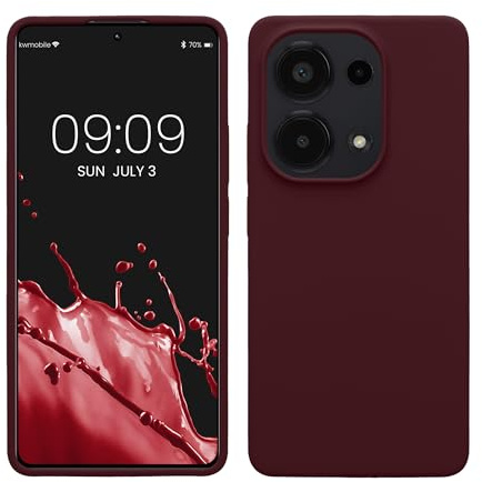 kwmobile Hülle kompatibel mit Xiaomi Redmi Note 13 Pro 4G Hülle - Silikon Handy Case - Handyhülle weiche Oberfläche - kabelloses Laden - Bordeaux Violett