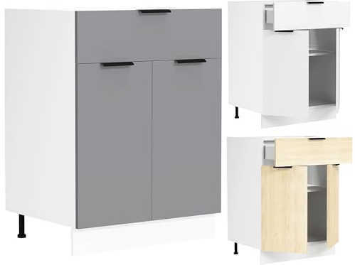 VCM Küchenschrank | Maße ca. H. 82 x B. 60 x. T. 46 cm | Unterschrank mit Zwei Drehtüren und Einer Schublade | Küchenmöbel - Fasola