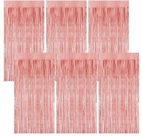 6 Pièces Rideau Anniversaire Or Rose, 1M X 2M Or Rose Rideau Métallique De Frange, Rideau Frange, Rideaux Franges pour La Décoration D'Arrière-Plan, La Décoration De Fête, La Décoration D'Anniversaire