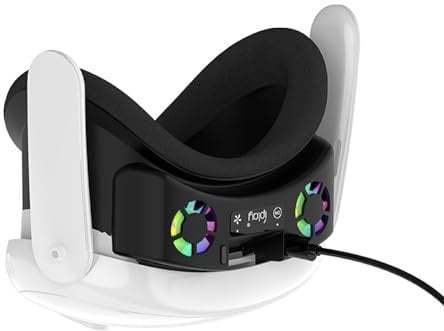 Generic VR Face Cover RGB Cooling Fan Eye Mask Fit for Meta/Oculus Quest 3,VR Facial Interface Air Circulation Sponge Cushion and Light-Proof Nose Pad (Black)