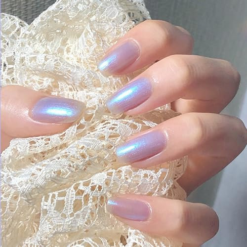 Glitter Nail Polish Blue Sparkle Nail Varnish, Blue Nail Varnish Quick Drying & Long Lasting Blue Purple Shimmer Nail Polish Healthy Breathable Shiny Blue Purple Nail Polish for Women, Teens
