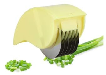 Heaveant Molinillo de Hierbas, Picador de Hierbas Aromáticas y Ajo Manual Acero Inoxidable con 5 Ruedas de Corte Afiladas, Longitud: 15 cm, Acero Inoxidable/Plástico, Amarillo