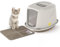 Cat Centre Katzenklo Mit Deckel Katzentoilette Mit Abdeckung Klapptür Mit Grauer Katzenstreu Matte Grau M 45 x 36 x 32 cm