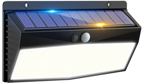 Peasur 368 LED Solar Lights Outdoor Motion Sensor, Fence Light with 3 Lighting Modes, Solar Powered Security Lights Waterproof for Outside Yard Wall Garden Backyard Garage
