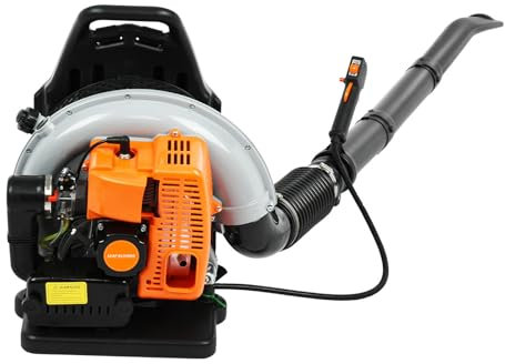 Petrol Leaf Blower, 63CC 3HP 2-Cycle Backpack Leaf Blower with 665-CFM, 205-MPH, Clearing Performance and Ergonomic Harness System Garden Blowers for Cleaning, Blowing, Dusting, Snow Removal
