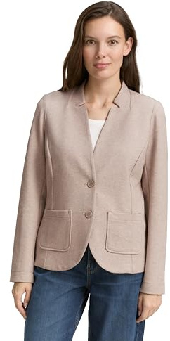 TOM TAILOR Damen 1038703 Basic Ottoman Blazer mit Taschen, 38330 - Soft Taupe Melange, L