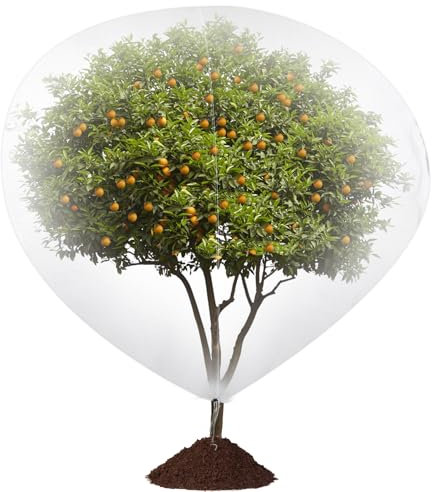 Cootly Gartennetz Feinmaschig Insektennetz Obstbaumnetz, 300×300cm Pflanzenschutznetz mit Kordelzug, reiß- und scheuerfest, schützt Obstbäume und Gemüse vor Schädlingen