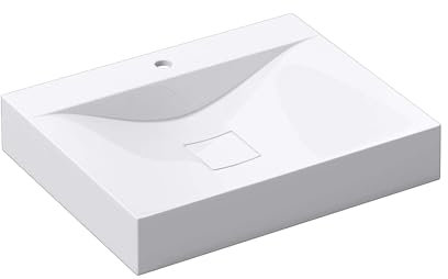 Mai & Mai Waschbecken Hängewaschbecken Aufsatzwaschbecken Mineralguss Weiß 1 Armaturenloch Rechteckig Breite: 60 cm Col810