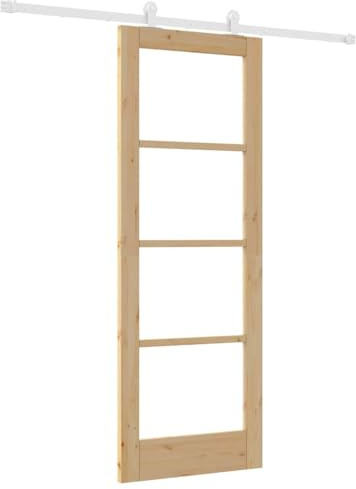 vidaXL Sliding Door Manual ORKDAL Brown 73.5 x 198.5 cm Wood and Metal, Dining Room Design, Contemporary Sliding Door, Pinewood and Metal Options for Space Optimization and Enhancement
