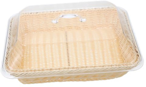 DONFAMDS Cesta de Pan de Plástico Verduras Tejida Imitación Ratan de Almacenamiento y Práctica para Dimensiones Amplias Protección