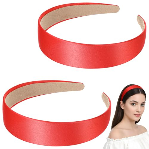 Elegaperma 2 Stück Samt Haarreif Rot, Headband Red mit 3 cm Breite