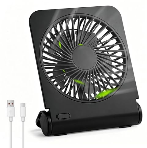 Ventilatore USB, Mini Ventilatore Portatile 4 velocità in un Pulsante, Piccolo Ventilatore Potente per Ufficio Soggiorno Camera da Letto Cucina Camper(Nero)