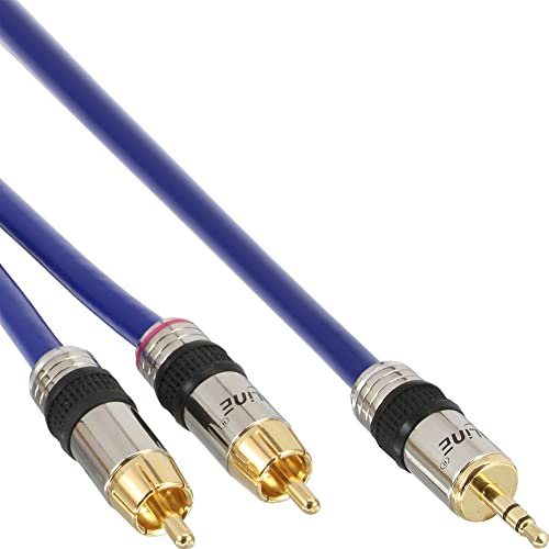 InLine 89931P Cinch/Klinke Kabel, PREMIUM, 2x Cinch Stecker an 3,5mm Klinke Stecker, 1m