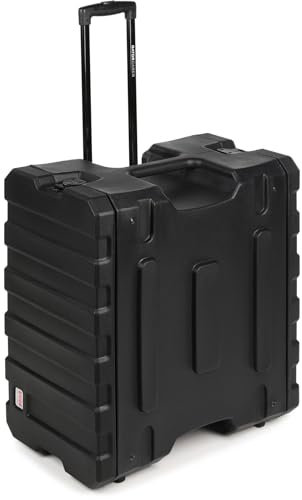 Gator Cases Pro Series Rotationally Molded 6U Rack Case mit 19 Tiefe, Tragegriff und versenkten Rollen (G-PROR-6U-19), Schwarz