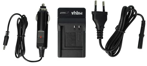 vhbw Ladegerät kompatibel mit Panasonic Lumix DMC-TZ1 | DMC-TZ11, DMC-TZ15 Kamera Camcorder/Akku - Ladeschale, Kfz-Adapter, Ladeanzeige, 4,2 V