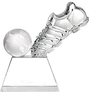 CRISTALICA Glaspokal Fußballtrophäe Award Sportlerauszeichnung aus Glas Höhe 14cm