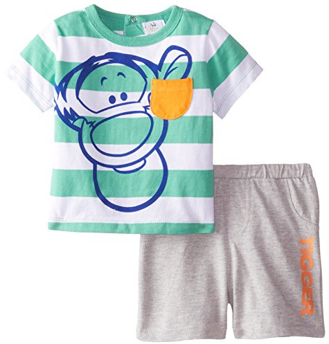 Disney Baby Jungen Gestreiftes Tigger 2-teiliges Shorts-Set, Mehrfarbig/Meereswellen (Ocean Tides), 18 Monate